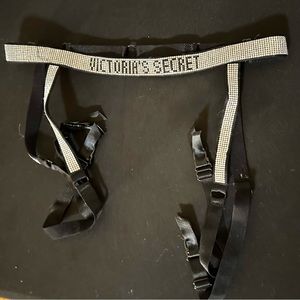 RHINESTONE garters leg lingerie set black and silver gift women's waist